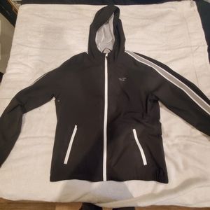 Hollister Black & White Full Zip Up Windbreaker
